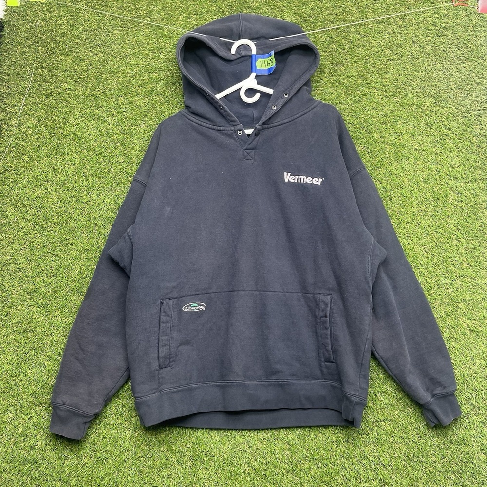 Arborwear Double Thick Hoodie Mens XL Navy Snap Henley Fleece Pullover Tech